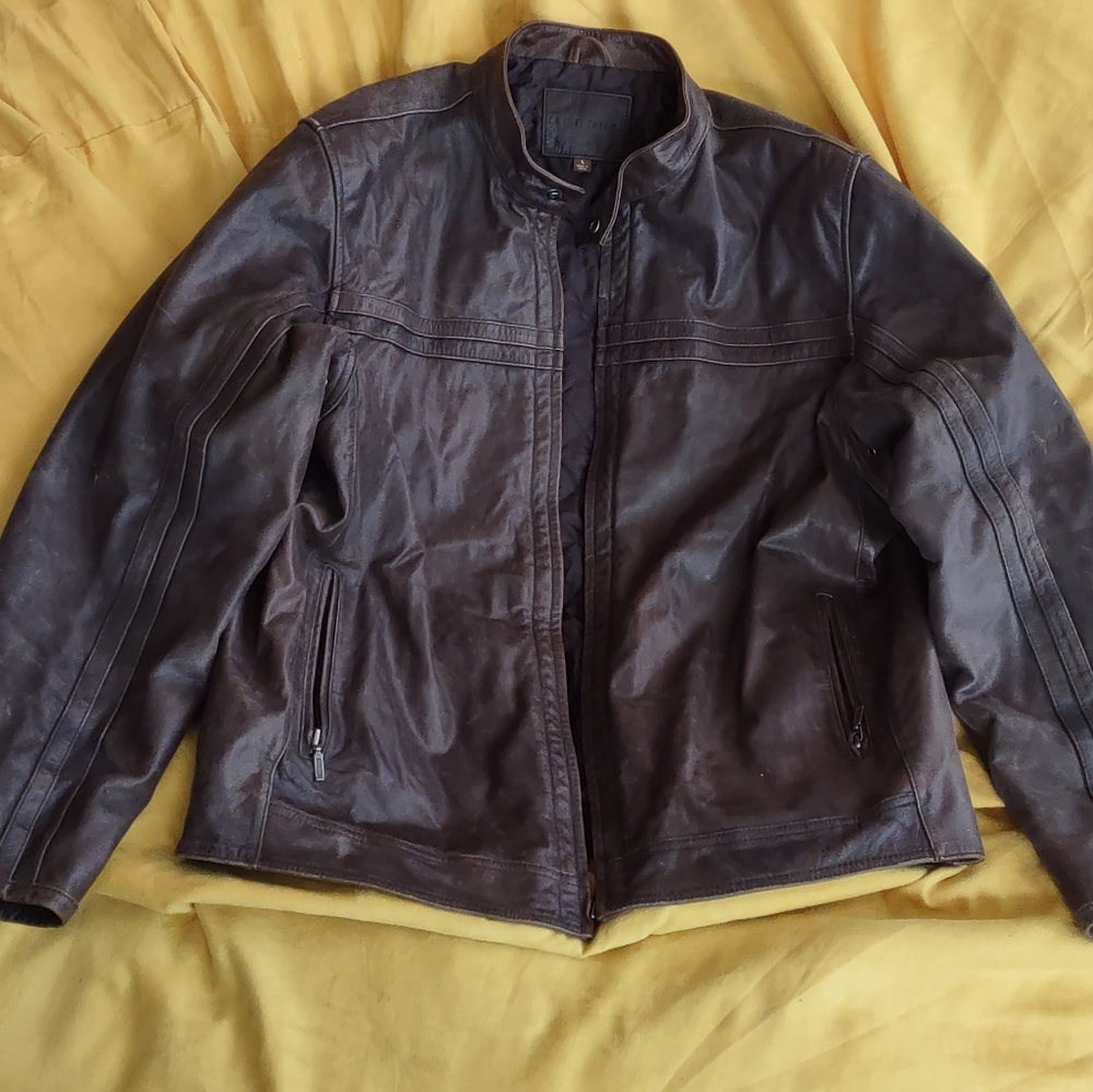 Large, Merona, leather jacket. Brown